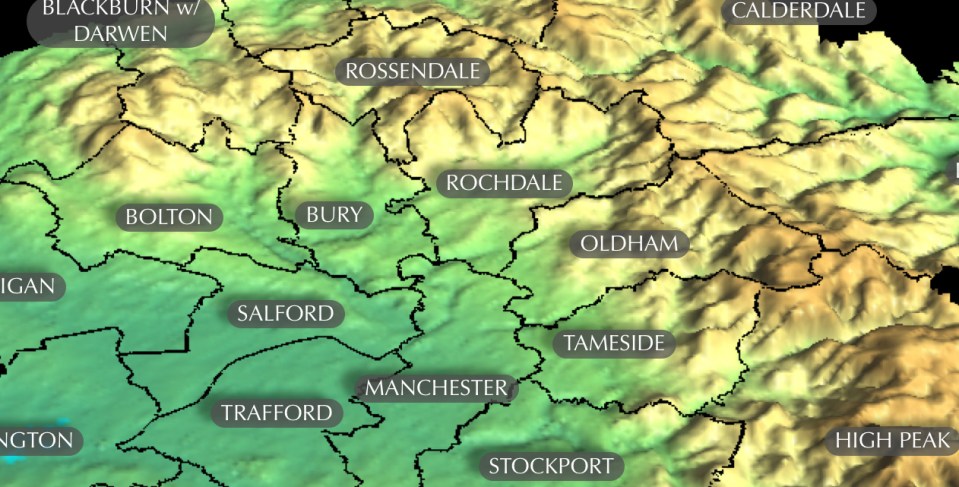 Greater Manchester Physical Topography