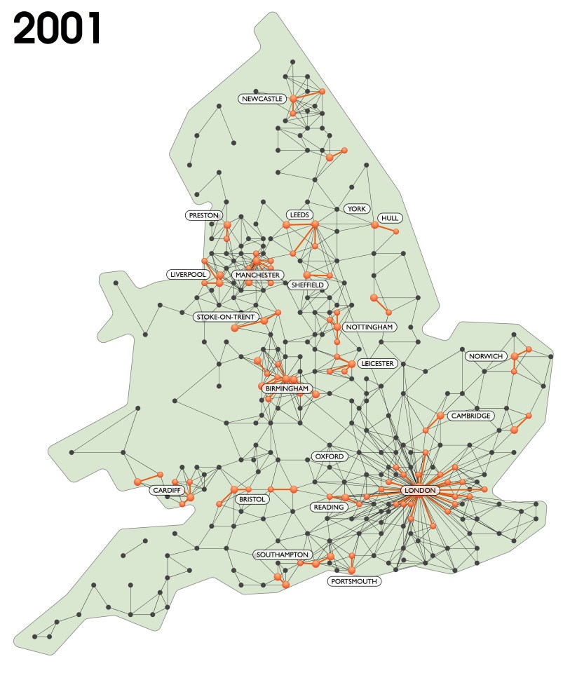 England's Commuting Networks, 2001